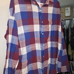 Old Navy Women's Plaid Button Down Shirt - Red, Blue, White